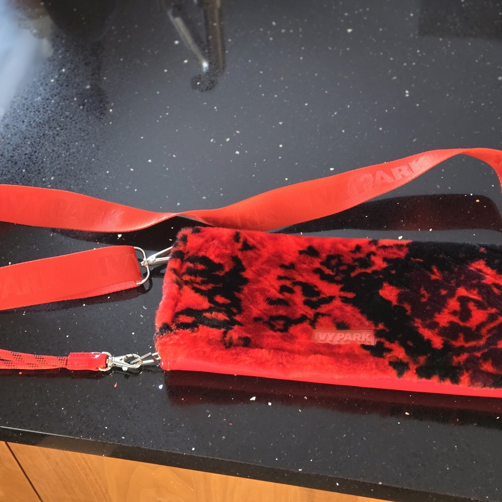 IVY PARK Red and Black Fur Clutch